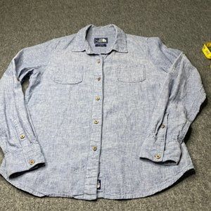 North Face Linen Blend Button Down Top Size Medium
